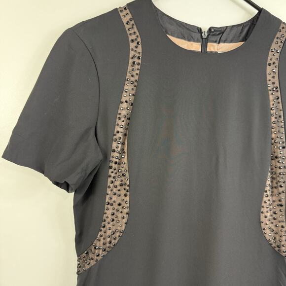 Vintage Carolina Herrera Saks Fifth Avenue 100% Silk Dress Size 8 Rhinestones - Picture 4 of 16